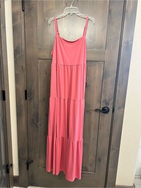 SO Pink Tiered Maxi Dress